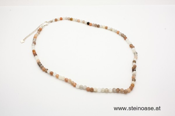 Kette Mondstein 'Bunt' facet. 4mm